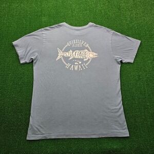 Quiksilver Tshirt Mens‎ XL Blue Aloha Hawaii Fish Print Beach Casual Surfer